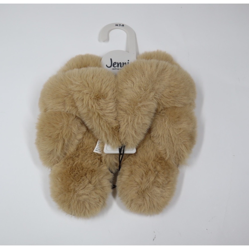 Women's Faux-Fur Solid Crossband Slippers - Size M (7-8)‎